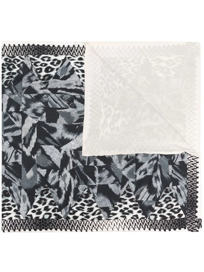 Pierre-louis Mascia Monochrome Mix-print Scarf In Schwarz