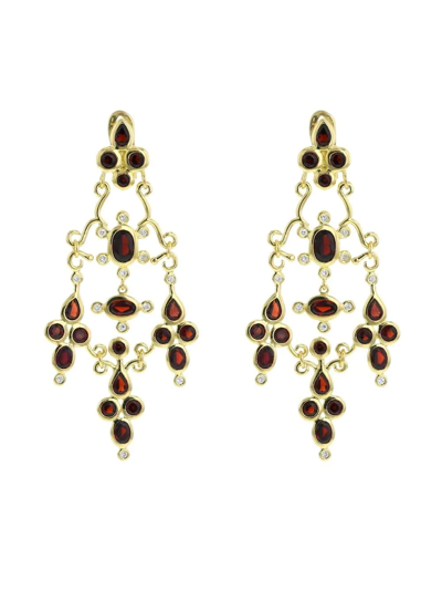 Hstern Yellow Gold Garnet And Diamond Pendant Earrings