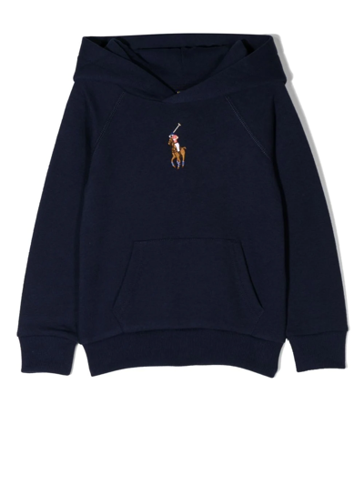 Ralph Lauren Logo-embroidered Cotton Hoodie In Blue