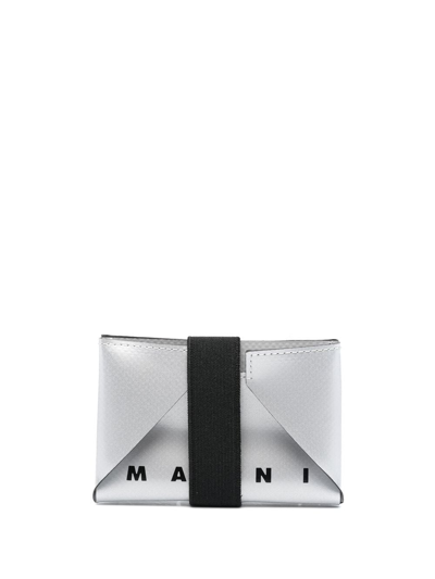 Marni Logo-print Envelope Card Holder In Silber