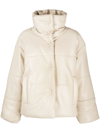 Nanushka Hide Quilted Padded Vegan Leather Jacket In Nude