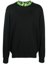 Msgm Logo Jacquard Wool Knit Sweater In Black