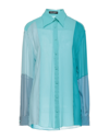 Dolce & Gabbana Multicolor Long Sleeve Button Blouse Top In Blue