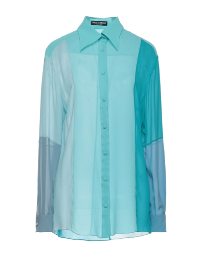 DOLCE & GABBANA DOLCE & GABBANA WOMAN SHIRT SKY BLUE SIZE 8 SILK