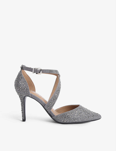 Carvela Kross Crystal-embellished Suede Courts In Grey/dark