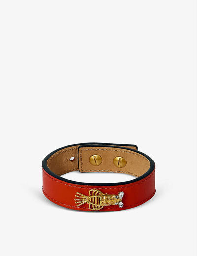 La Maison Couture Womens Red Sonia Petroff Lobster Leather, 24ct Gold-plated Brass And Swarovski Diamond Bracelet