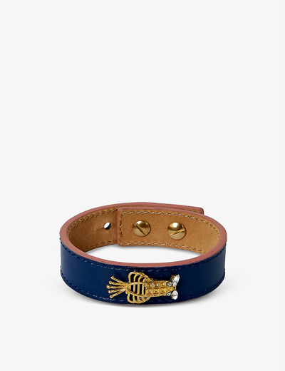 La Maison Couture Womens Blue Sonia Petroff Lobster Leather, 24ct Gold-plated Brass And Swarovski Di