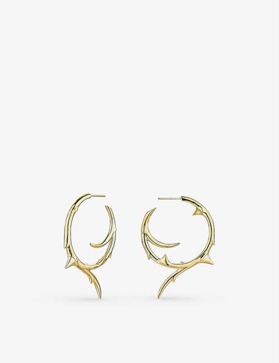 Shaun Leane Rose Thorn Large Yellow Gold-plated Vermeil Sterling-silver Hoop Earrings In Yellow Gold Vermeil