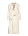 ANNIE P ANNIE P. WOMAN COAT IVORY SIZE 8 VIRGIN WOOL, POLYAMIDE, CASHMERE