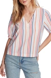 Court & Rowe Tropical Stripe Blouse In Ultra White