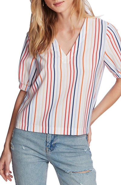 Court & Rowe Tropical Stripe Blouse In Ultra White