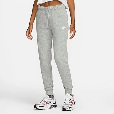 Nike Women's  Sportswear Club Fleece Mid-rise Jogger Pants In Dark Grey Heather/white