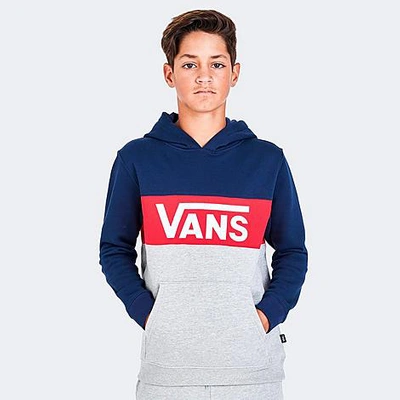 Vans Kids' Colorblock Pullover Hoodie In Dress Blues/true Red | ModeSens