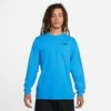 Nike Men's Sportswear Premium Essentials Long-sleeve T-shirt In Light Photo Blue/black