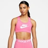 Nike Women's Swoosh Medium-support Graphic Sports Bra In Pinksicle/white/white