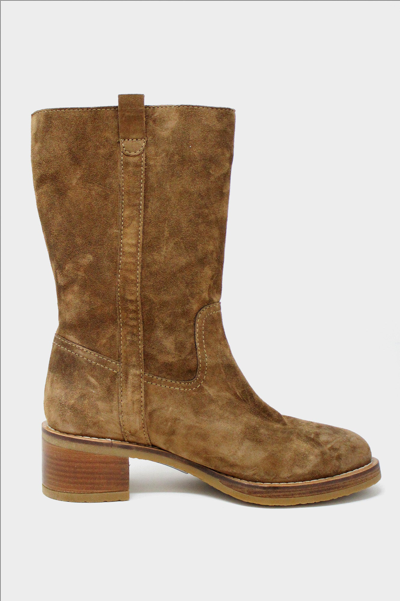 Alpe Aba Suede Boots Dark Camel In Brown