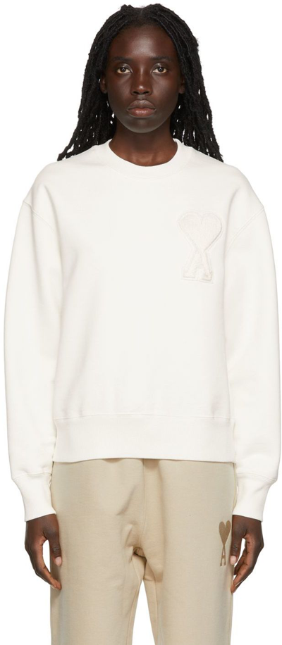 Ami Alexandre Mattiussi Ssense Exclusive White Ami De Cœur Sweatshirt In 100 White