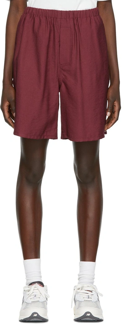 Ami Alexandre Mattiussi Ssense Exclusive Burgundy Viscose Shorts In 610 Burgundy