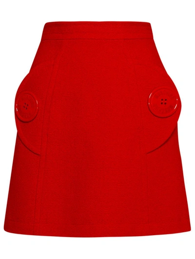 Moschino Red Linen Blend Skirt