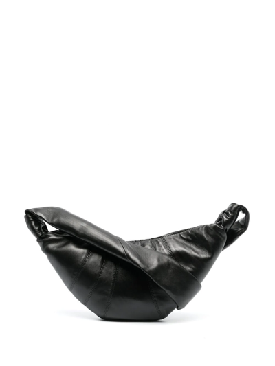 Lemaire Croissant Leather Messenger Bag In Black
