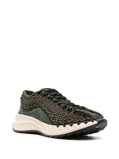 Valentino Garavani Crochet-design Lace-up Sneakers In Green