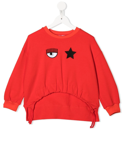 Chiara Ferragni Kids' Embroidered-logo Drop-shoulder Sweatshirt In Red