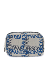 Jw Anderson Medium Logo Canvas Double Zip Pouch In Grey