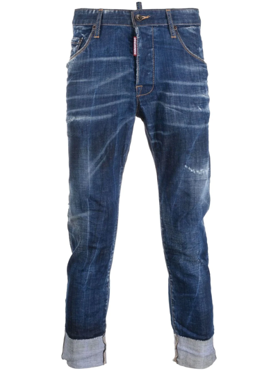 Dsquared2 Distressed-effect Cropped Jeans In Blue