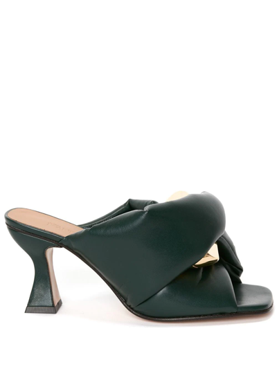 Jw Anderson Chain Twist Heeled Mules In Forest Green