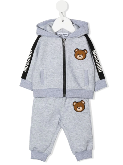 Moschino Babies' Teddy-patch Tracksuit In Grey