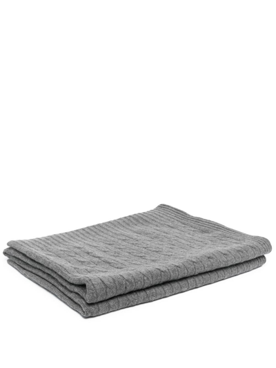Ralph Lauren Cable Knit Cashmere 60cm X 60cm Throw In Grey