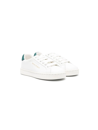 Palm Angels Kids' Logo-print Low-top Lace-up Sneakers In White