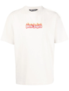 Palm Angels Burning Logo-print Cotton T-shirt In Beige
