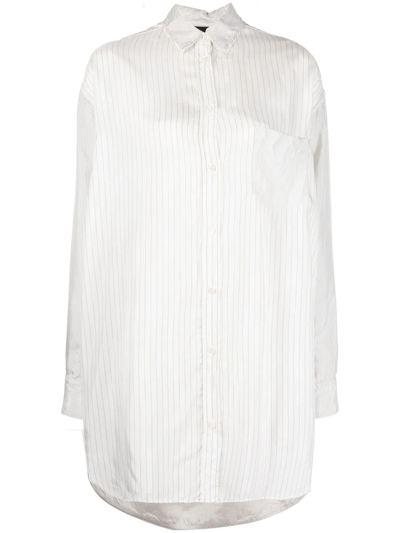 Aspesi Striped Longsleeve Blouse In White