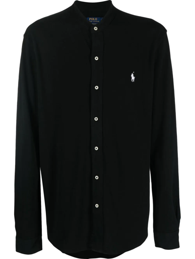 Polo Ralph Lauren Embroidered-pony Knit Shirt In Black