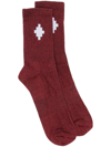 Marcelo Burlon County Of Milan Logo-print Ribbed Crew Socks In Red