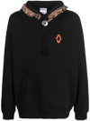 MARCELO BURLON COUNTY OF MILAN FRINGED-TRIM PULLOVER HOODIE