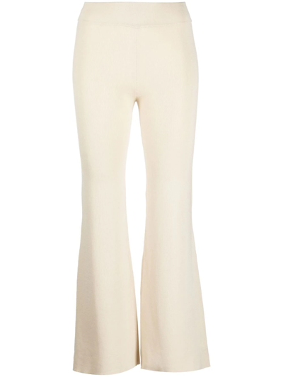 St Agni Flared Knitted Pants In Neutrals