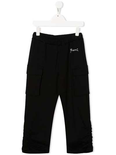 Marni Kids Black Embroidered Logo Cargo Pants