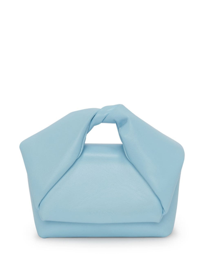 Jw Anderson Midi Twister Leather Top Handle Bag In Light Blue