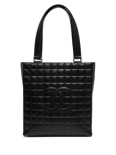 Pre-owned Chanel 2000 Choco Bar Cc Tote In Black