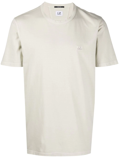 C.p. Company Logo-embroidered Cotton T-shirt In White