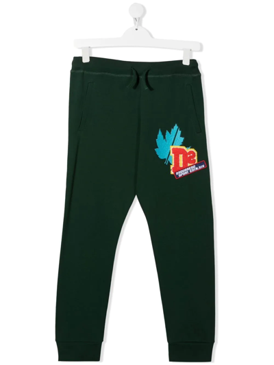 Dsquared2 Teen Logo-patch Cotton Track Trousers In Green