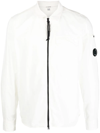 C.p. Company Gabardine Long Sleeve Zip Shirt In White