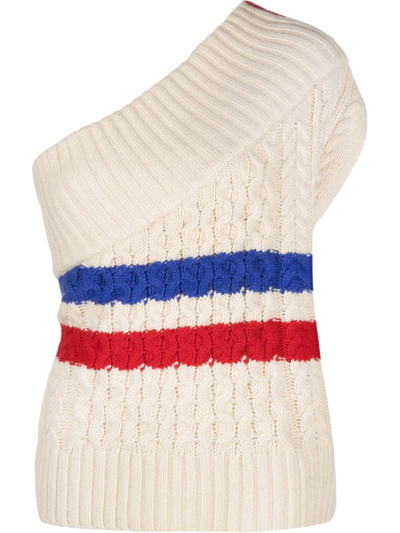 Charles Jeffrey Loverboy Off-shoulder Knitted Top In Neutrals