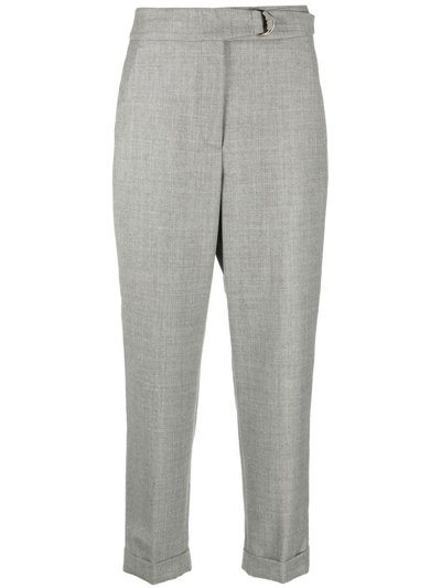 Peserico High-waist Cropped Trousers In Grey