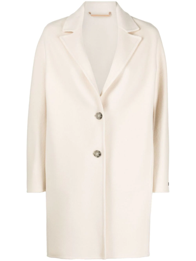 Peserico Classic Wool Blend Fitted Single-breasted Coat In Neutral