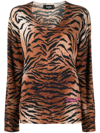 Dsquared2 Leopard-print Knitted Jumper In Brown