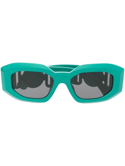 Versace Medusa Head-detail Oval-frame Sunglasses In Green