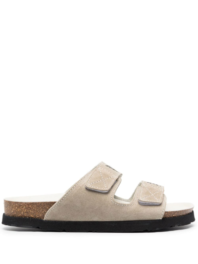 Palm Angels Dual-grip Suede Sporty Slide Sandals In White No Colour